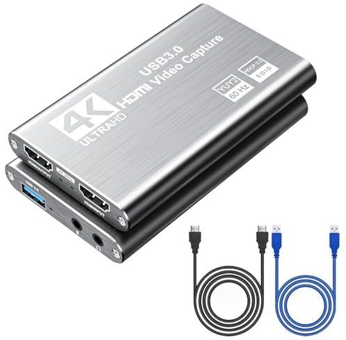 4K HDMI Video Capture Card,Audio Video Capture Card,USB3.0 1080P 60FPS Video Recorder für Streaming Gaming Broadcasting, funktioniert mit Xbox Series X/S, Xbox One X/S, PS5,Switch/Kamera/PC/OBS