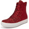 UBWDU Damen High Top Glitzer Tennis Sneaker Plateau Sneaker Schuhe mit Reißverschluss Strass Bling Hochzeit Brautschuhe Glänzende Pailletten Schuhe, Rot/Ausflug, einfarbig (Getaway Solids), 40 EU