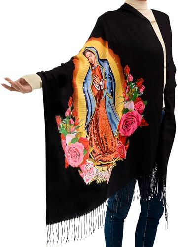 Blanket Scarf,Traditional Mexican Dress Prayer Shawl Catholic Gifts for Women,Virgin Mary Hoodie Poncho,Rebozos Vestidos Mexicana Regalos Para Mujer Mamá Abuelita Mi Esposa