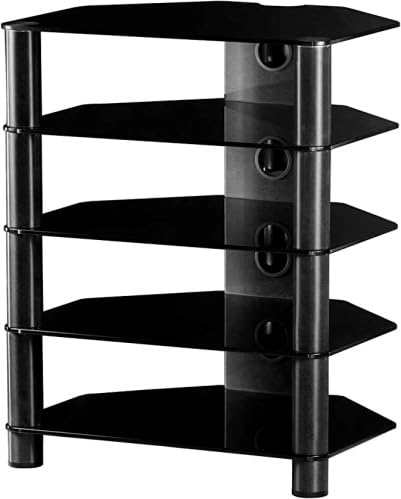RO&CO - HiFi-Schrank mit 5 Regalen, Glas und Chassis in Schwarz - Ref. 2150-RN