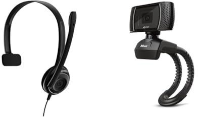 EPOS Best Price Square Headset, Multimedia, USB PC7 USB by SENNHEISER & Trust Trino HD Webcam mit Mikrofon, 1280 x 720, 30 FPS