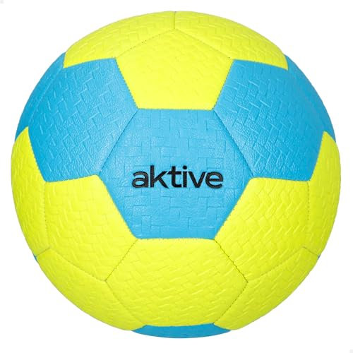 AKTIVE PVC Beach Soccer Ball, 320-340 Gramm, D22 cm, Größe 5, Fluoreszierendes Gelb und Blau, Robust und Langlebig, Ideal für Outdoor-Training, Sport, Ball, Fußbälle (54206)