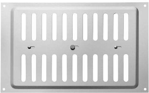 Rejilla de ventilación de aluminio ajustable ovalada (26 x 16,5 cm) con cierre deslizante para atornillar