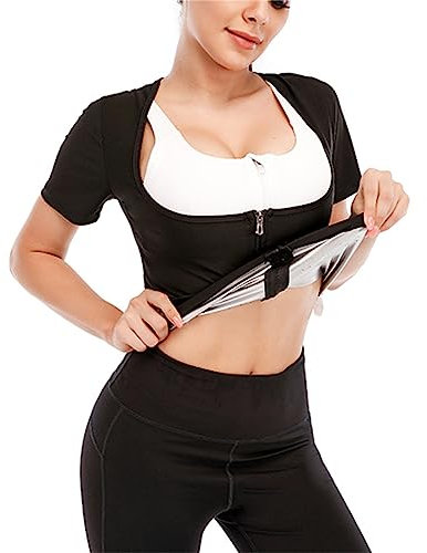 Maglia da donna a compressione, effetto sauna, per allenamento