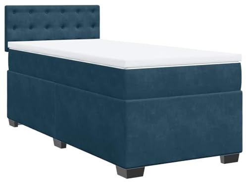 vidaXL Boxspringbett mit Matratze Dunkelblau 90x200 cm Samt