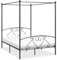 Hommdiy Himmelbett Bett Bettgestell Doppelbett Metallbett Bettrahmen Lattenrost Schlafzimmerbett Schlafzimmermöbel Ehebett,Grau,140 x 200 cm