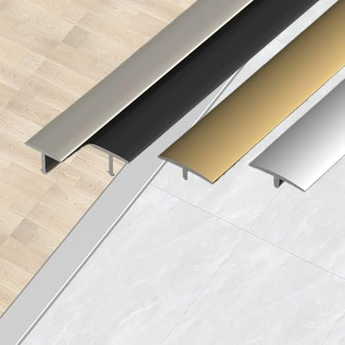 T-Profil Übergangsschiene Aluminium-Formleisten Zierleisten, Boden/Teppich Laminat Übergangsleiste Flach Übergangsprofil für Verbinden Von Bodenspalten(Gold,L 90cm W14mm)