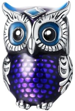 GOUWO Eule 925er Silber Charms Kompatibel mit Pandora Armband Halskette Schmuck für Frauen Mutter Tochter Geburtstag Halloween Muttertag Valentinstag Geschenke