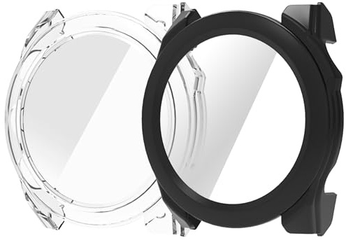 zZjoOoj Case for Garmin Fenix 8 47mm Protective Case with Screen Protector Hard PC Scratch-Resistant Ultra Thin Case,Black Transparent