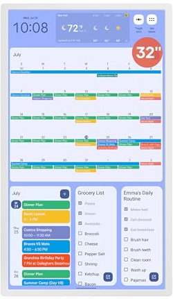 Cozyla 32-Inch Digital Wall Calendar with Touch Screen, Task Board, Memo Pad, Family Calendar, Meal Planner, Compatible with Apple, Google and Outlook 2023
