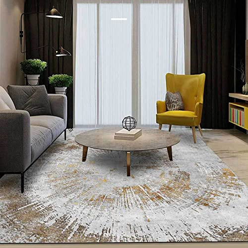 Alfombra lavable para salón, oficina, cocina, sofá, gris, amarillo, marrón, 120 x 180 cm