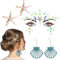 Meerjungfrau Accessoires Damen,Glitzersteine Gesicht Festival Zubehör+2 Seestern Haarspangen Muschel Haarreif+1 Paar Ohrringe in Muschelform,Strasssteine Gesicht Meerjungfrau Kostüm für Karneval. (A)