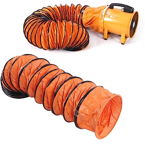 Abluftschlauch, Flexibler PVC Lüftungsschlauch 10m, inklusive 2 Klemmen, Flexibler Kanalschlauch für 12 Zoll Abluftsysteme, Belüftung und industrielle Anwendungen