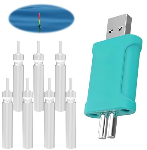 WIYETY Led Posen Angeln: LED Posen Angeln Batterie mit USB Ladegerät, mit 7 Stück Aufladbar CR 425 Akku kompatibel, Leuchtend Angeln Schwimmt Posen Set, LED Angel Posen Leuchtpose Angeln Zubehör