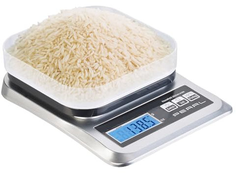 PEARL Digitalwaage: Digitale Akku-Küchenwaage bis 5 kg, mit großem Display und Mess-Schale (Küchenwaage USB, USB Waage, Kuchenwaage)