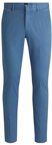 BOSS Herren Kaito1 Slim-Fit Chino aus elastischer Baumwoll-Gabardine Hellblau 54