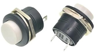 1 interrupteur à bouton-poussoir momentané sans verrouillage, interrupteur de réinitialisation rond de 16 mm, R13-507(WHITE)