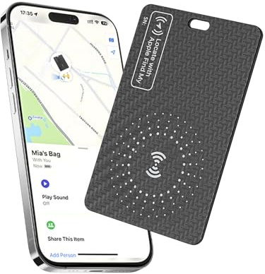 Wallet Card Tracker Bluetooth Smart Air Tracker Tag Work with Apple Find My APP, 6-Year Battery, Waterproof, Ultra-Thin (2mm) Air Tag Card for Wallet, Passports, Luggage (iOS Only)