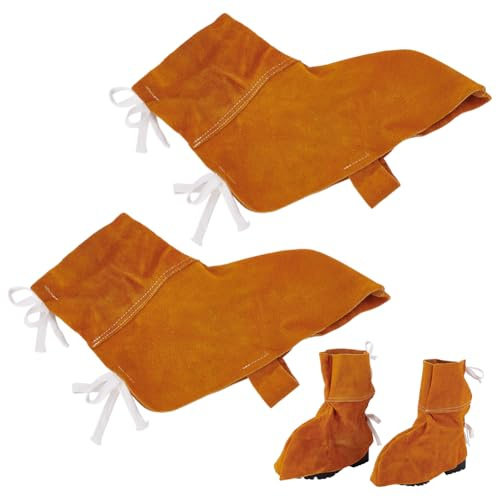 PH PandaHall 1 Pair Cowhide Welding Spats Welder Shoe Protector Welding Gaiters, Heat and Abrasion Resistant Welder Boot Covers Fire Resistant Boot Protection for Protect Shoes Foot