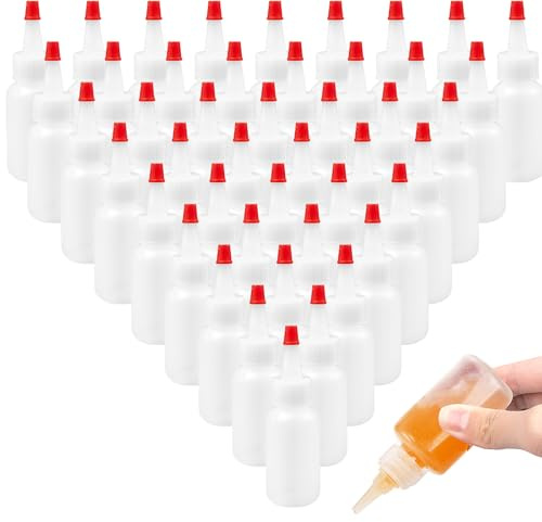 ASMIZ 100 Pcs 30ml Mini Squeeze Bottles with Tip Caps – Small Plastic Applicator Bottles for Royal Icing, Cookie Decorating, Crafts, Glue, Paint & Travel Toiletries – BPA Free Bulk Set