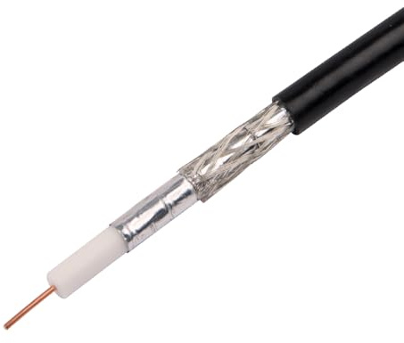 Labgear PF100A Satellite Cable 100m Drum, Bare Copper Conductor, Low-Loss Foam PE Dielectric, MYLAR Reinforced Braid & Foil Shielding, Durable Black PVC Sheath, CAI Certified
