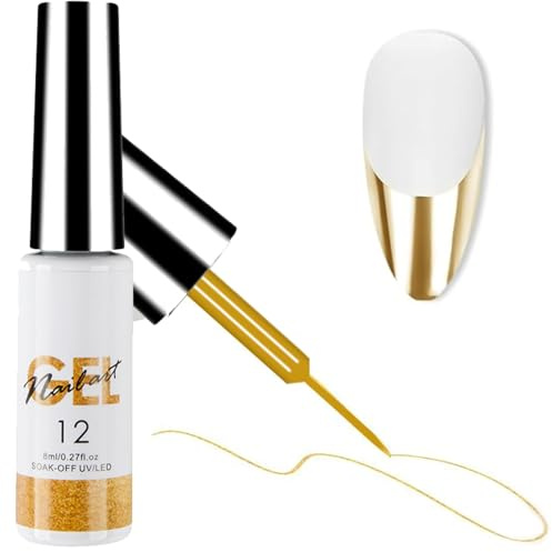 Chrome Gold Gel Nail Polish, Fine Tip Applicator Nail Art Liner