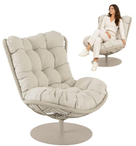 di volio Gartensessel SALO Lounge Sessel PE-Rattan drehbarem Standfuß Basis