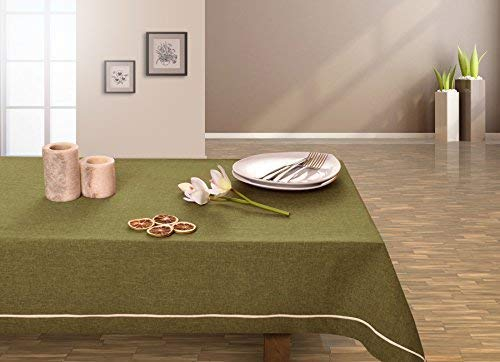 DecoKing 20x20 olivengrün dunkelgrün grün Tischdecke Tischtuch elegant praktisch pflegeleicht Leinoptik Lein Optik mit Borte Modern Lein