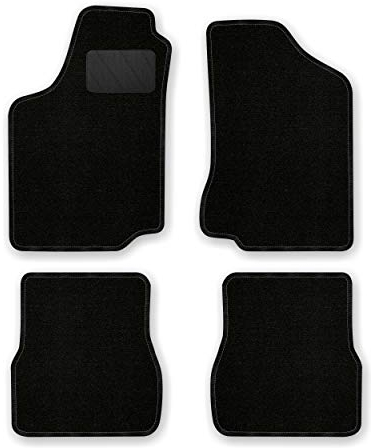 Bär-AfC Auto Fußmatten Classic passend für VW Passat 35i / 3A (B3 und B4) 1988-1997, Autoteppiche Nadelvlies Schwarz, Rand Kettelung Schwarz, Textiler Trittschutz, Set 4-teilig, VW04234