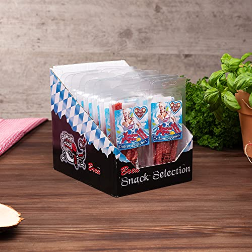 WURSTBARON® - Salami Mini Zöpfchen - Original Wurst Snack Zöpfe aus Bayern - Karton mit 16x 50g (800g) - Snackbox Sticks Zöpferl