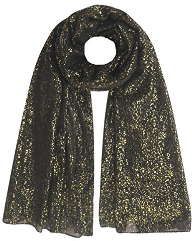 Lina & Lily Gold Glitter Damen Schal Hijab Wrap Multi Fuctional (Schwarz)