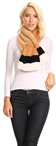 Sakkas KH17 - Colette Faux Mink Warm Winter Soft Luxuriöser KeyHole Schal - 1784-Kamel - OS