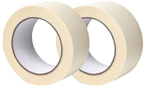 GOCABLETIES - Ruban de masquage - 50 mm x 50 m - Pour la protection des surfaces lors de travaux de décoration/peinture - Adhésif sans solvant - Lot de 2 rouleaux