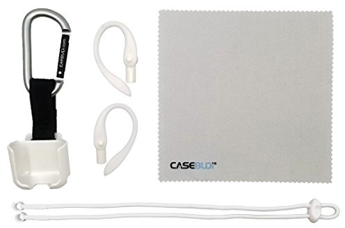 Accessory Kit for Apple AirPods with EARBUDi Earhooks, Keychain Case, Neck Cord and Cleaning Cloth