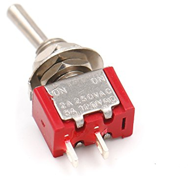 Heschen Interruptor de palanca miniatura MTS-101 ON-OFF SPST 2 pines, 2A 250V, 5A 120V, paquete de 5