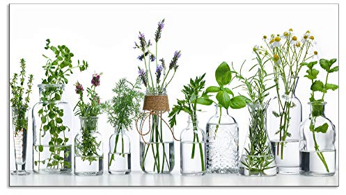 ARTland Spritzschutz Küchenrückwand aus Alu für Küche Herd Spüle 90x50 cm (BxH) mit Motiv Pflanzen Kräuter Gewürze Lavendel Basilikum Blumen H9KE