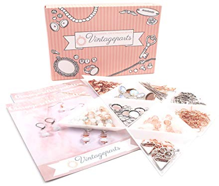 Vintageparts Set LUISE zum diy Ohrringset für 30 Paar Ohrringe in roségold- und platinfsrben als Gastgeschenk für Hochzeit Junggesellinnenabschied und Geburtstag