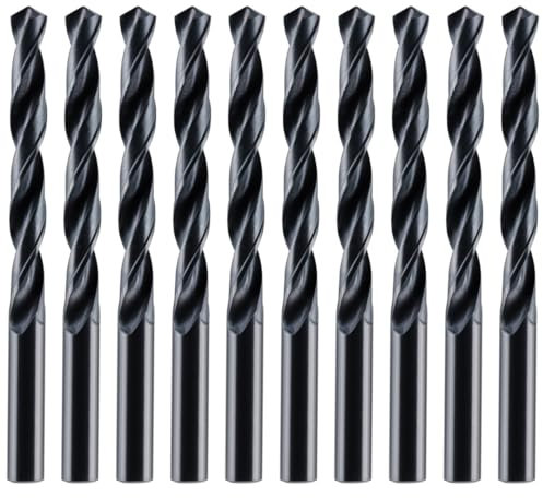 Box Of 10 x 7.5mm HSS Jobber Drill Bits - Black Roll Forged HSS-R for Carbon + Alloy Steel, Plastics & Wood. DIN338 (7.5mm x 109mm (19/64))