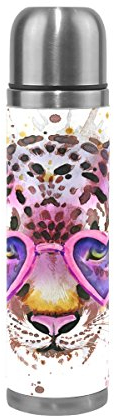 Eslifey - Borraccia termica in acciaio INOX a prova di perdite, con motivo leopardato