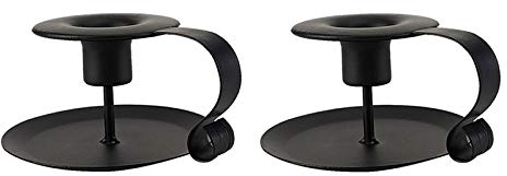 Cozyhoma 2Pcs Wrought Iron Taper Candle Holder Retro Candlestick Stand Hand Made Taper Candle Holder Chamberstick Holder Home Candlelight Dinner Decor