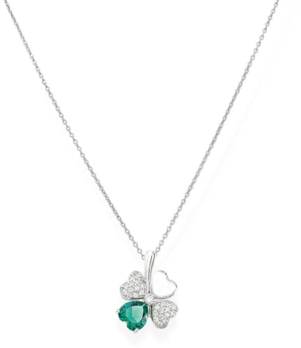 Collana da donna di Amen della collezione quadricuore. Gioiello realizzato in argento 925 rodiato con zirconi bianchi e verdi. La referenza è clpqubv