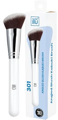 Tb Tools For Beauty - Pennello Fondotinta Kabuki Angolato Per Trucco Setole Sintetiche Applicazione Blush e Bronzer Manico Ergonomico in Legno Facile Pulizia e Disinfezione