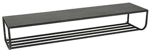 Hutablage aus Metall und Holz in Schwarz
