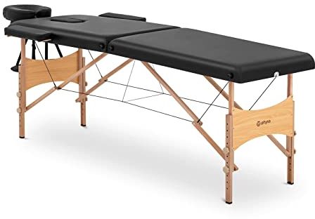 Physa Toulouse Black Massageliege klappbar schwarz Traglast 220 kg Höhe 62-86 cm neigbar Massagebank Massagetisch