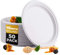 Beeleeve Einweg-Pappteller aus Bagasse, rund, biologisch abbaubar, robust, starres Design, nachhaltig, lebensmittelecht, Weiß, 50 Stück / 25,4 cm