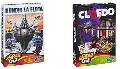 Hasbro Gaming Hundir La Flota Viaje Gaming Travel Juego De Estrategia, Multicolor (B0995175) + Gaming Travel Cluedo Viaje (Versión Española)