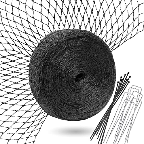 Lampox Filet de Protection Contre Les Oiseaux - Noir - Pour Arbres Fruitiers, Jardin, Piscine - Anti-Oiseaux, Anti-Feuilles - Avec Crochets et Serre-câbles (8x8m)