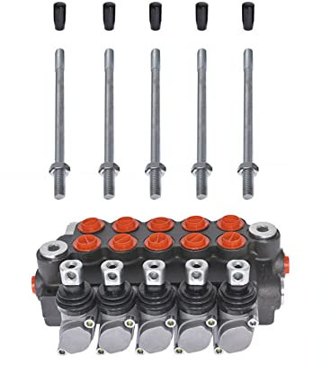 waltyotur Hydraulic Directional Control Valve 5 Spool 11 GPM, SAE Ports, 3625 PSI for Small Tractors Tractors Loaders Log Splitters