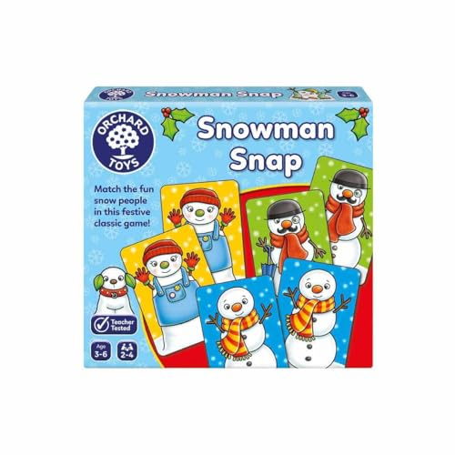 Orchard Toys Snowman Snap Game, Christmas Game, Stocking Filler, Advent Gift, Small and Compact, Educational Game, For Kids Age 3-7
