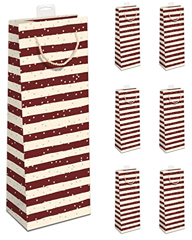 GREENLINE Geschenktaschen für Flaschen 6 Stück Flaschentüten aus Zuckerrohrpapier edle Geschenktüten 100% Baumfrei für Wein Sekt Champagner Beutel mit Baumwollkordel und Namenskarte